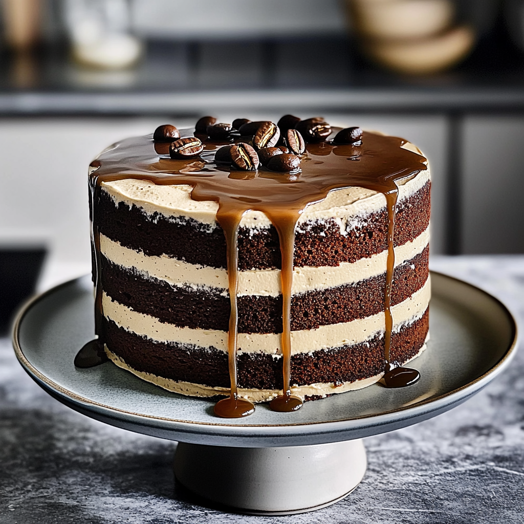 Recipe preparation for Espresso Martini Infused Layer Cake