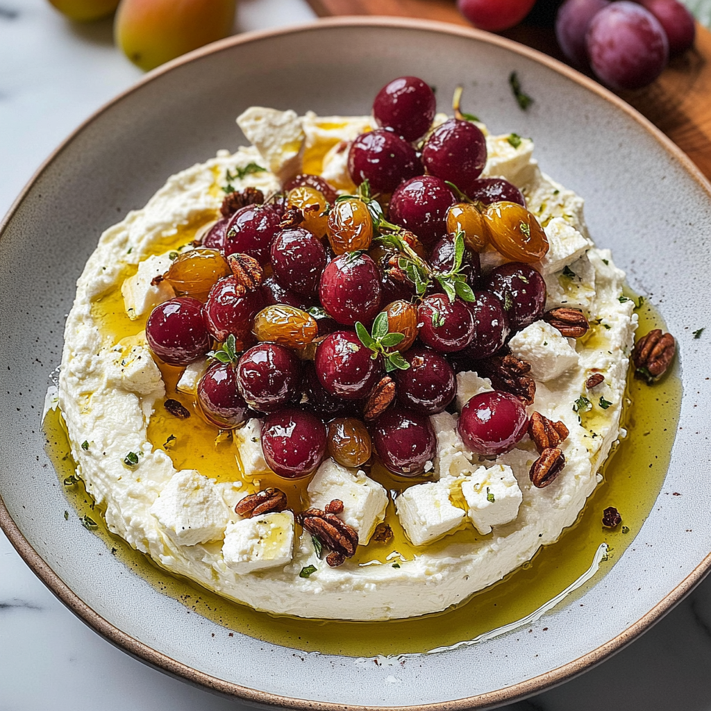 Recipe preparation for Whipped Feta with Roasted Grapes