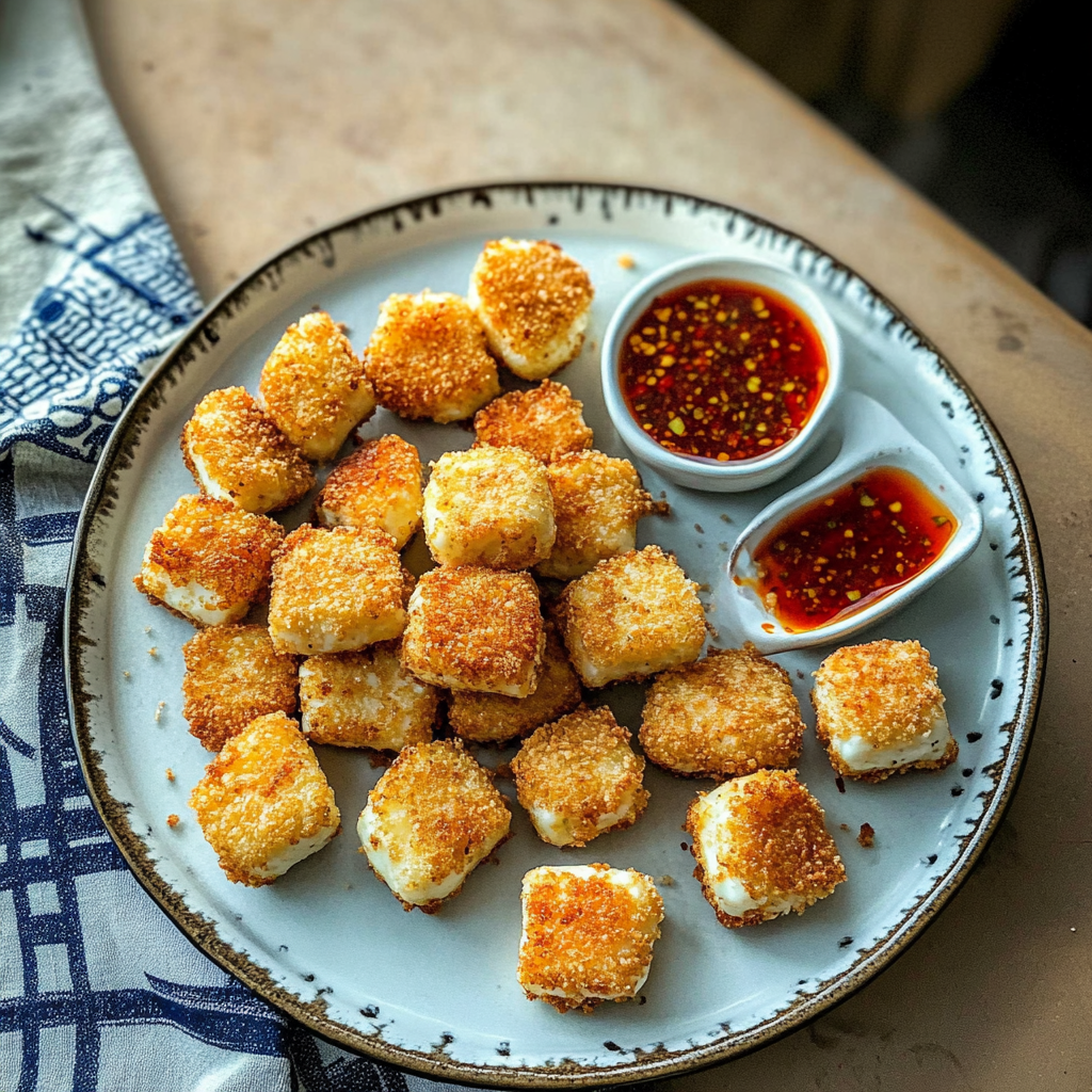 Recipe preparation for Crispy Halloumi Bites with Chili Jam