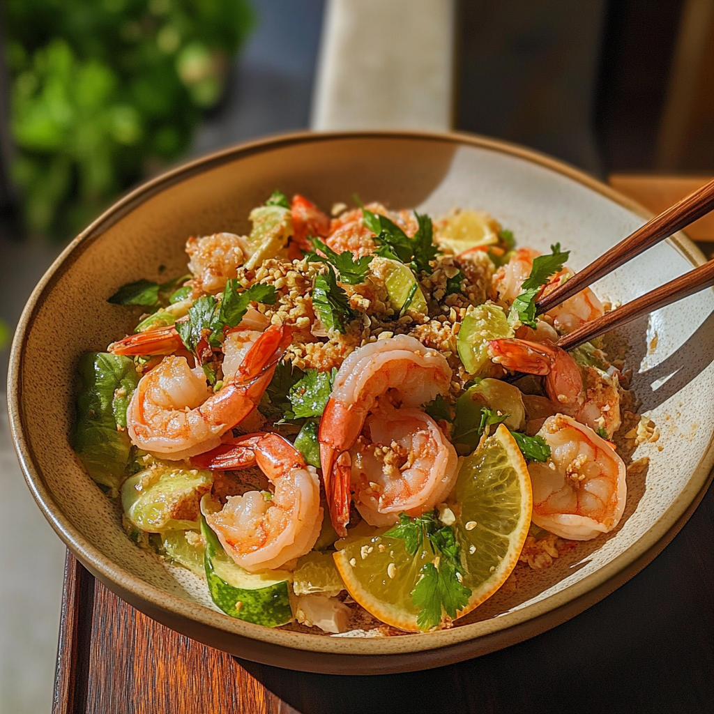 Recipe preparation for Thai Shrimp and Pomelo Salad
