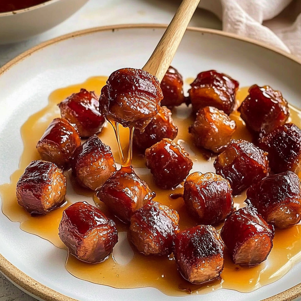 Recipe preparation for Bacon-Wrapped Chestnuts with Maple Glaze