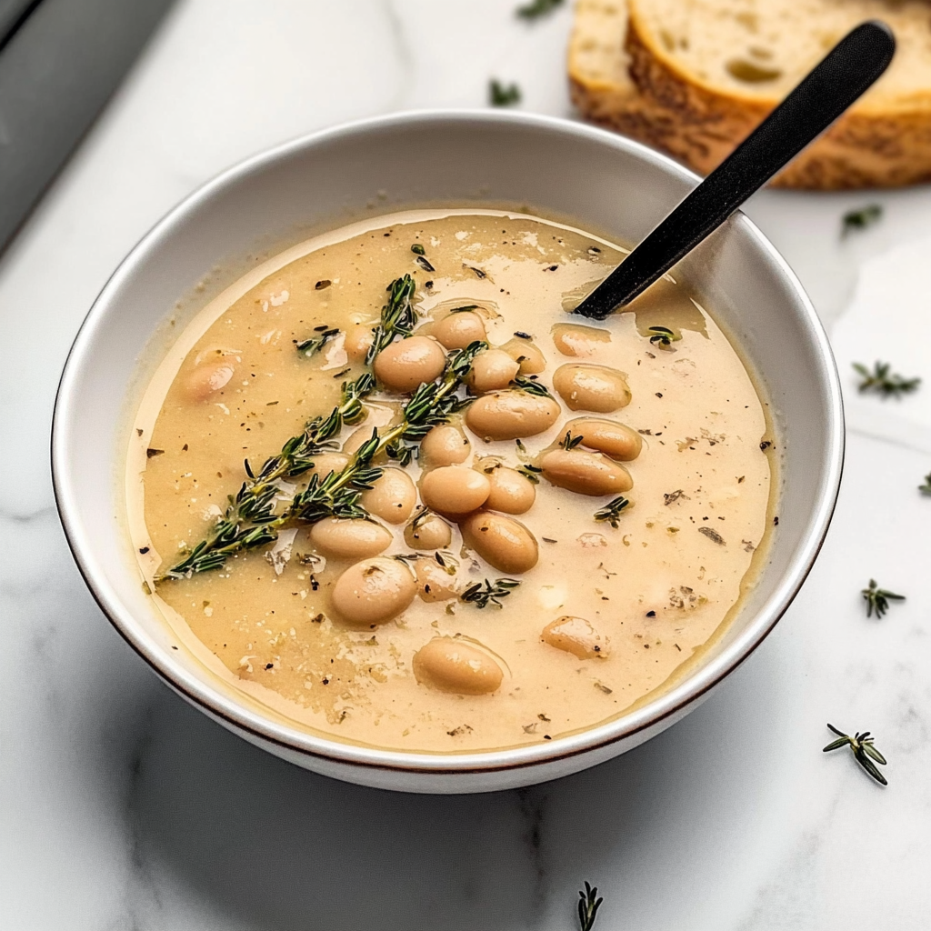 Recipe preparation for Mediterranean White Bean and Rosemary Soup