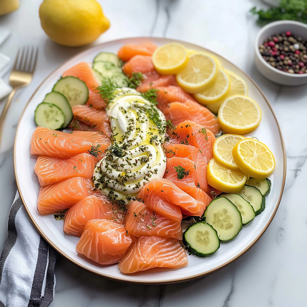 Recipe preparation for Smoked Salmon Platter with Lemon Herb Aioli